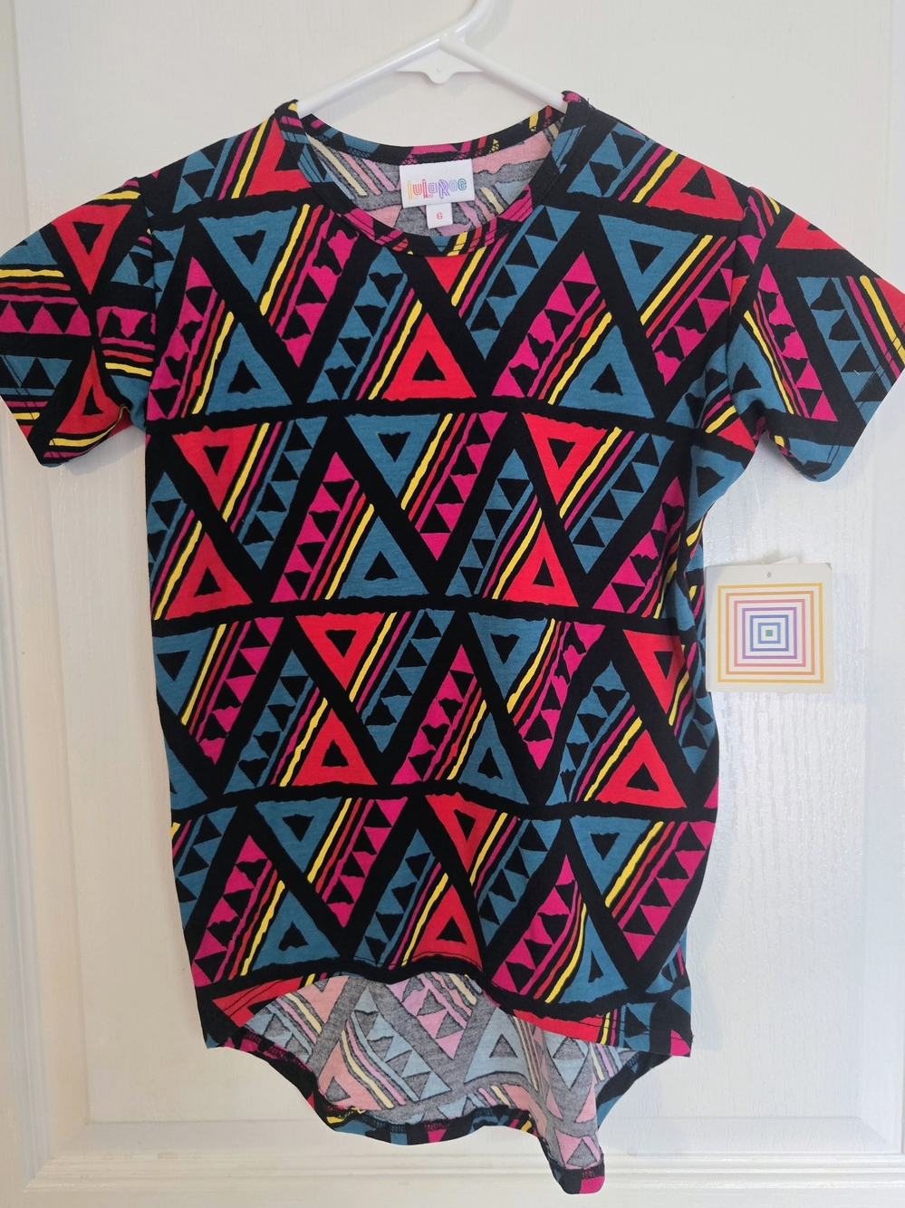 LuLaRoe Girls' Geometric Gracie Short Sleeve Top - Size 6